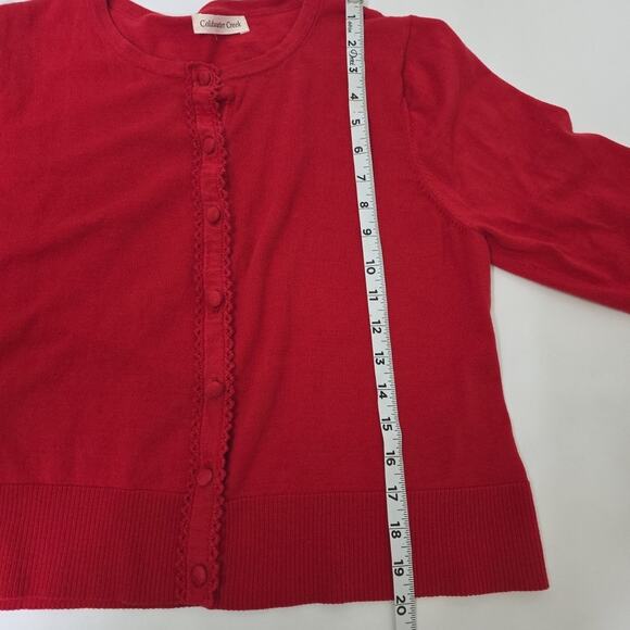 Coldwater Creek Womens 3/4 Sleeve Cardigan M Red Button Up Lightweight - Picture 5 of 6